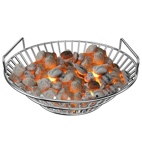 Onlyfire upgraded ash basket front view shows sturdy stainless steel construction for durable, efficient burns.