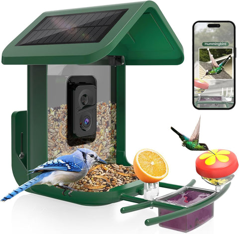 Onlyfly bird feeder with camera offering a 2K live feed of visiting birds for backyard observation.