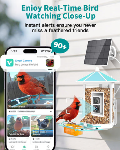 OnlyFly solar panel-bird feeder setup highlights long off-grid operation.