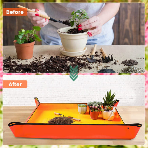 Onlysuki corner copper buckles potting mat; prevents spills and keeps floors clean.