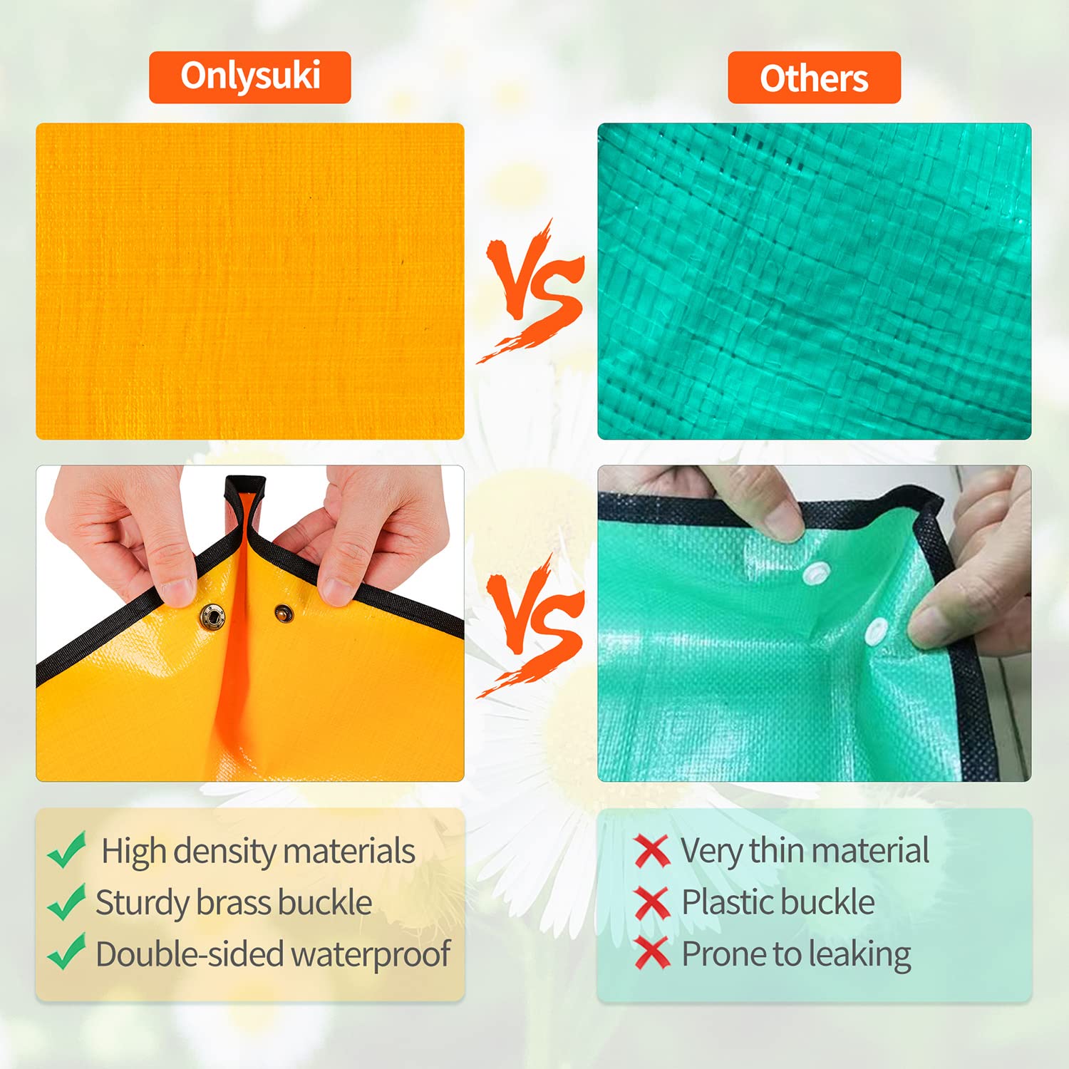 Onlysuki high‑density PE waterproof fabric mat; durable and quick-drying for daily use.