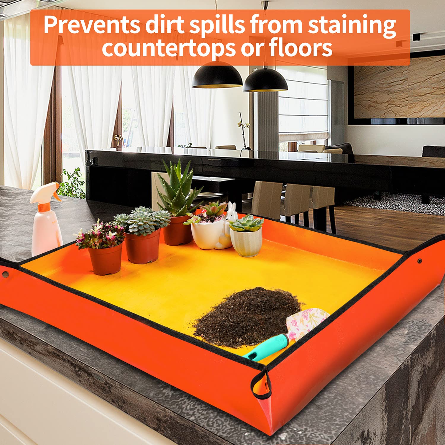 Onlysuki orange waterproof potting mat; easy cleanup after potting sessions.