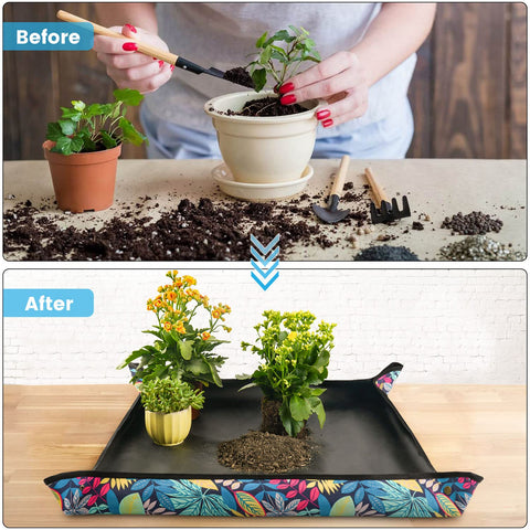 Onlysuki potting mat corner buckles prevent spills.