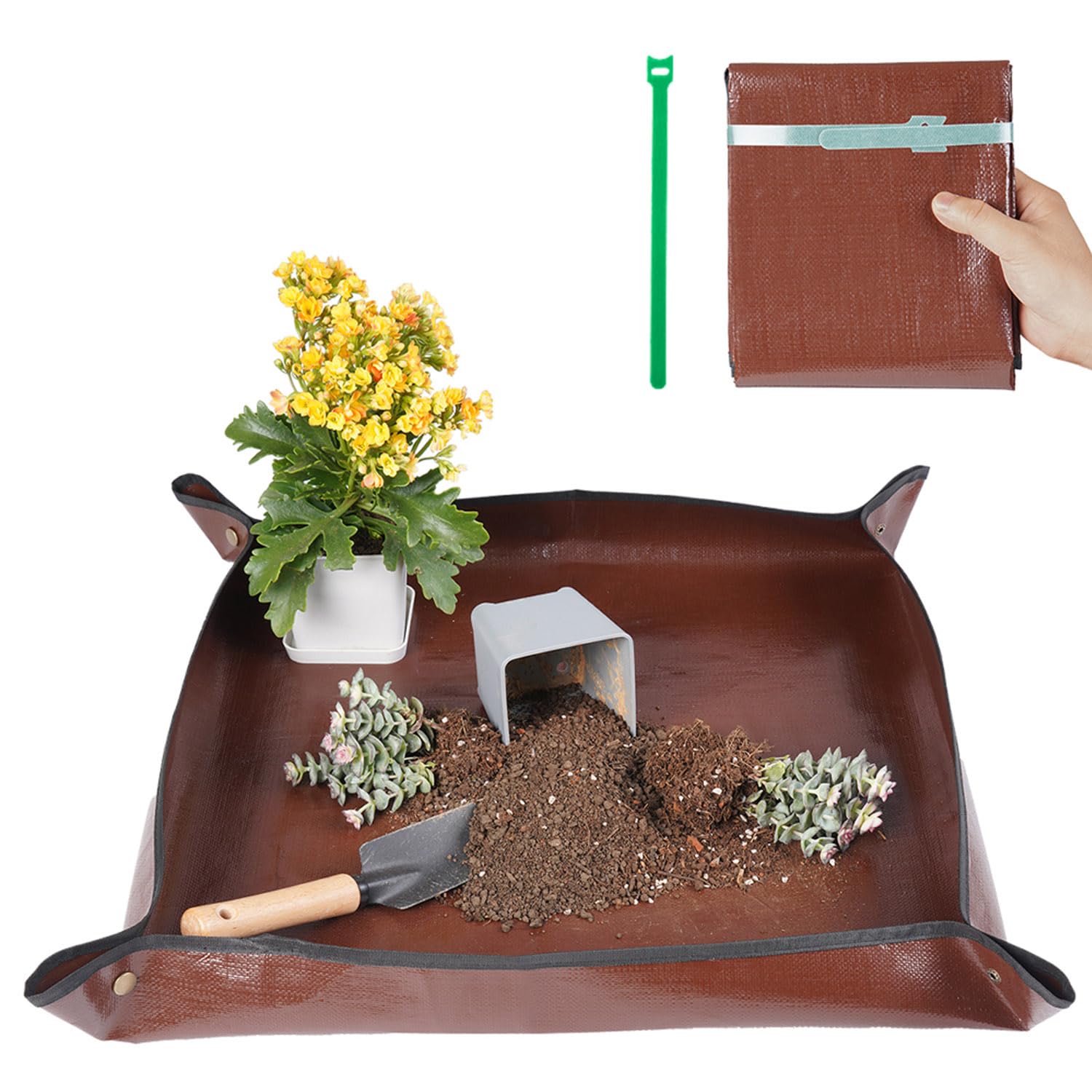 Onlysuki repotting mat opened for easy transplanting and tidy workspace.