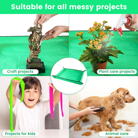 Onlysuki repotting mat corner buckles shown to prevent spills.