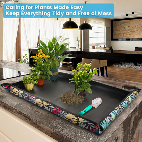 Onlysuki 43-5x29-5 inch size repotting mat provides ample workspace.