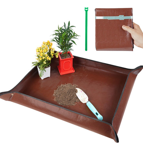 Onlysuki repotting mat being assembled to keep soil contained