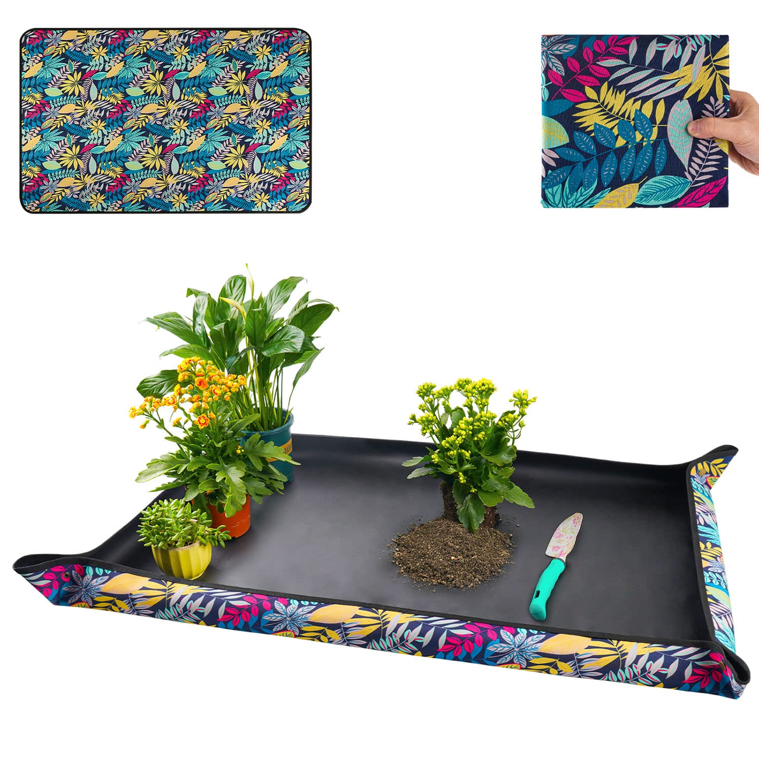 Onlysuki repotting mat corner copper buckles prevent spills on floors.