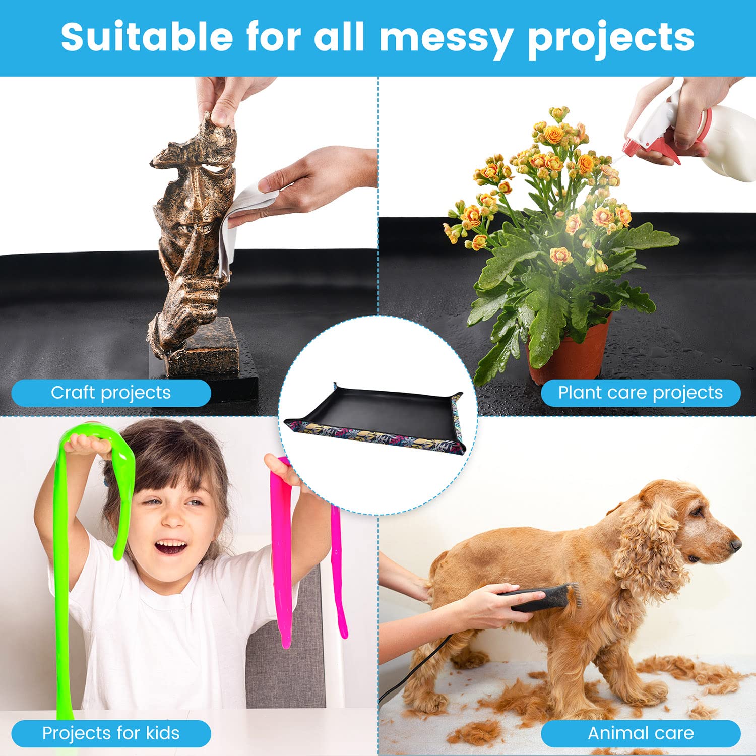 Onlysuki repotting mat foldable with Velcro for easy storage.