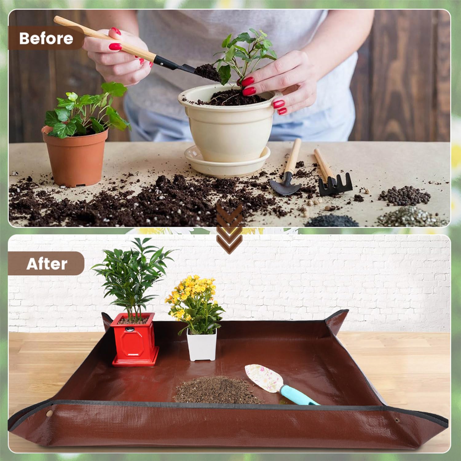 Onlysuki repotting mat waterproof surface protects desk from spills