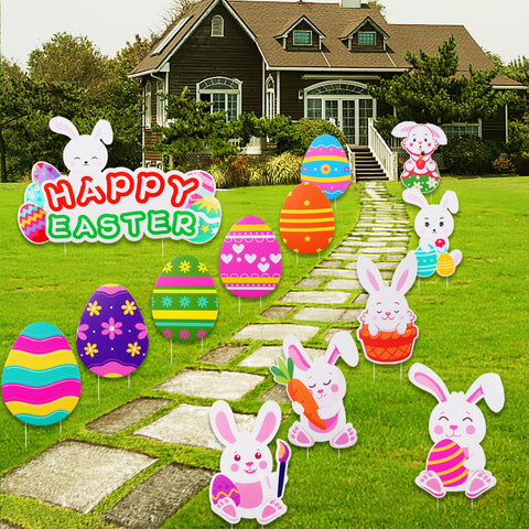 Onory Easter yard sign bunny pattern adds charming focal points on the lawn
