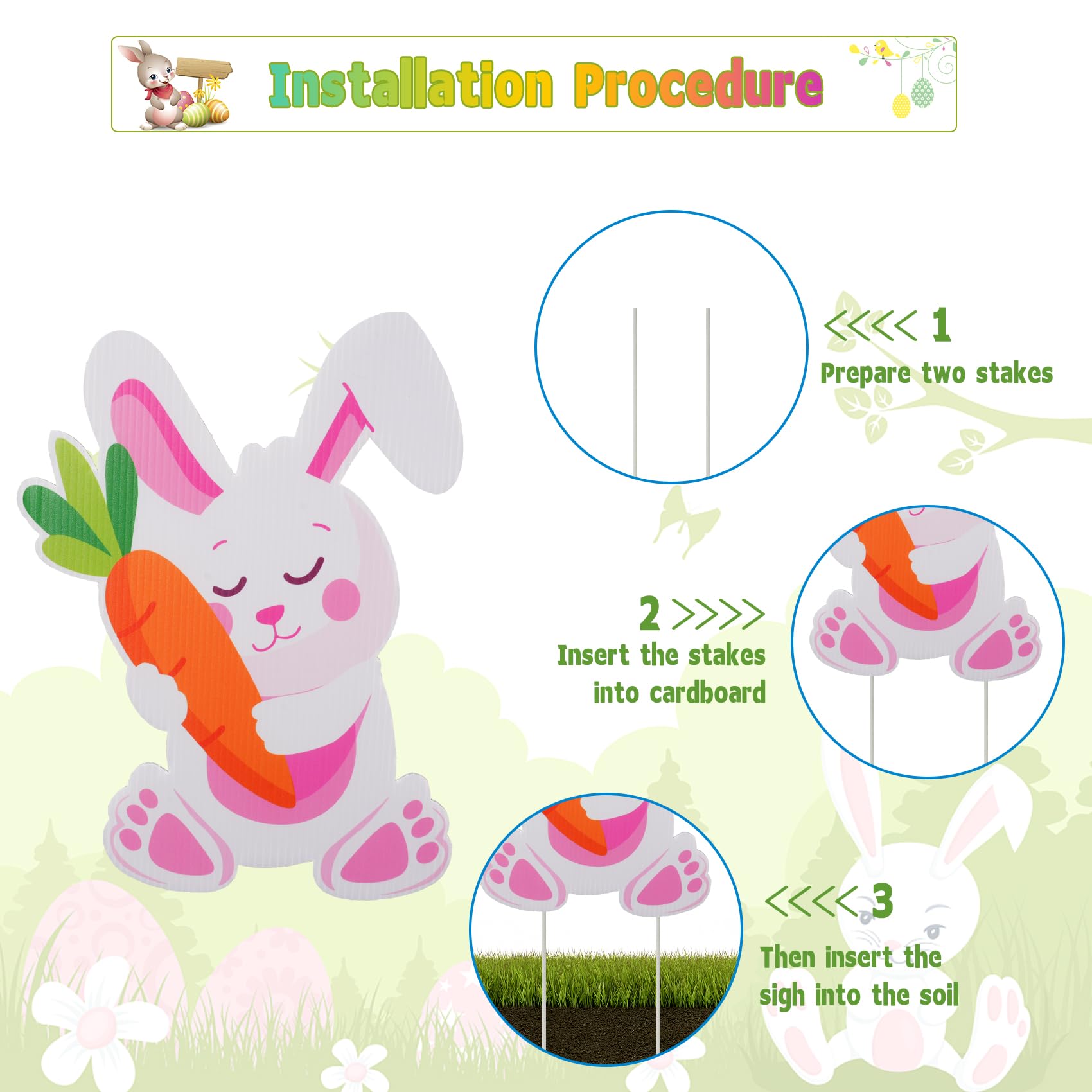 Onory 13-piece Easter yard sign set offers varied patterns for dynamic scenes