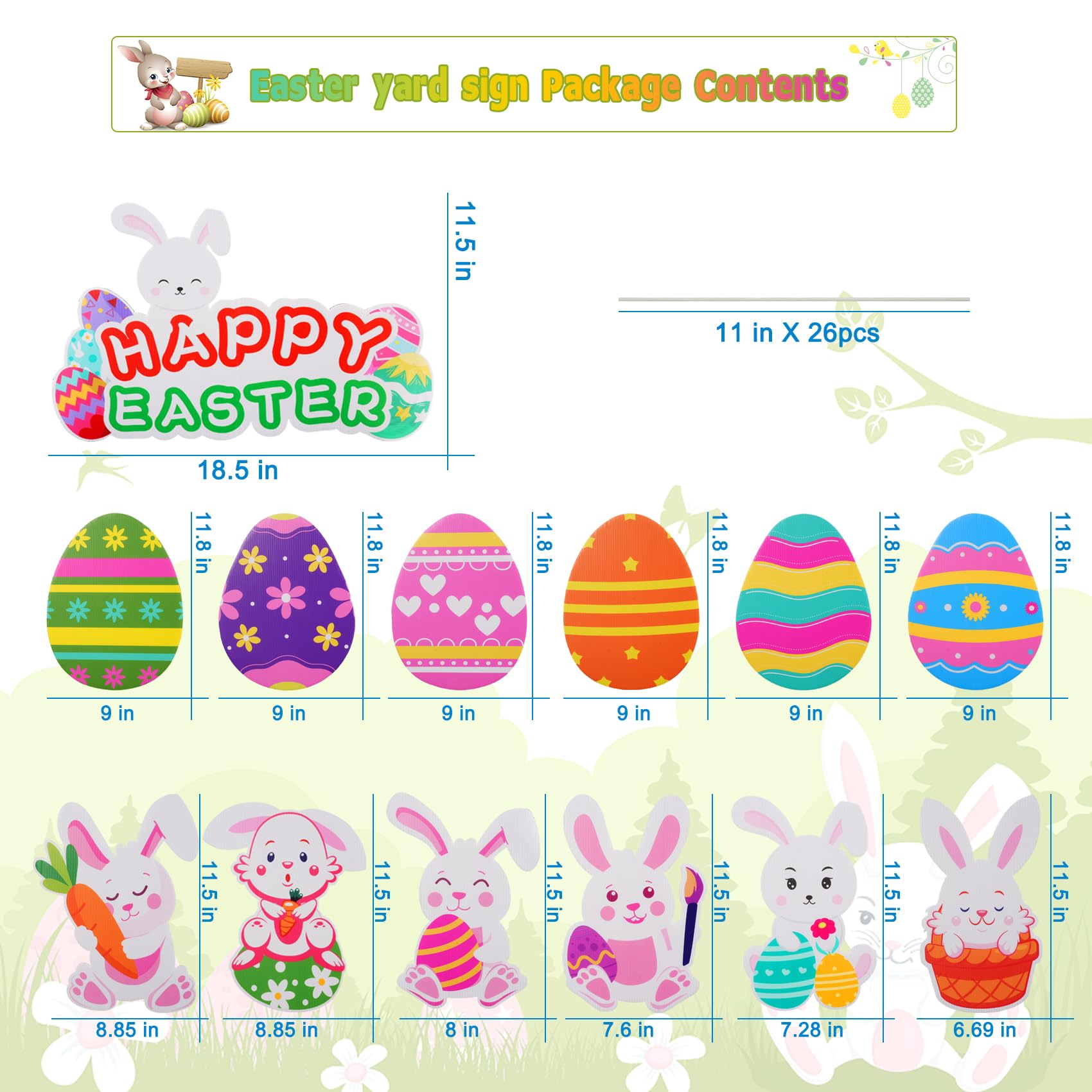 Onory yard sign stakes included boost stability for outdoor Easter decor