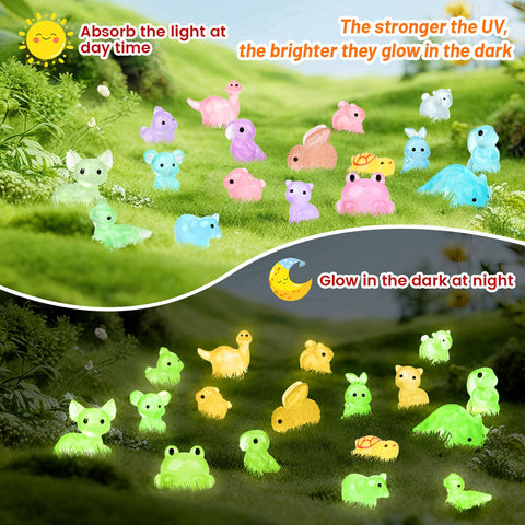Onsioesd 30 styles mini animals with luminous colors for crafts and decor.