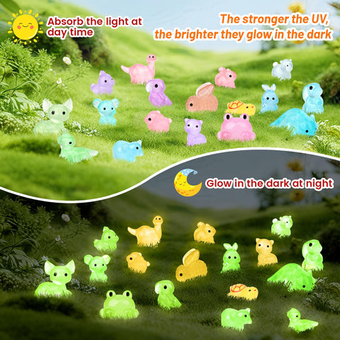 Onsioesd bird and dinosaur resin figures glow for luminous displays.