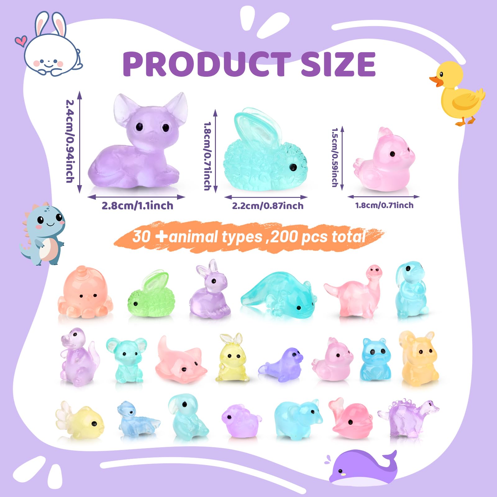 Onsioesd rabbit, duck, and chicken miniatures add charm to crafts and gifts.