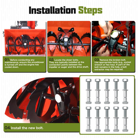 Onsnail replacement bolts 70060-01338 ready for Kubota snowblowers installation