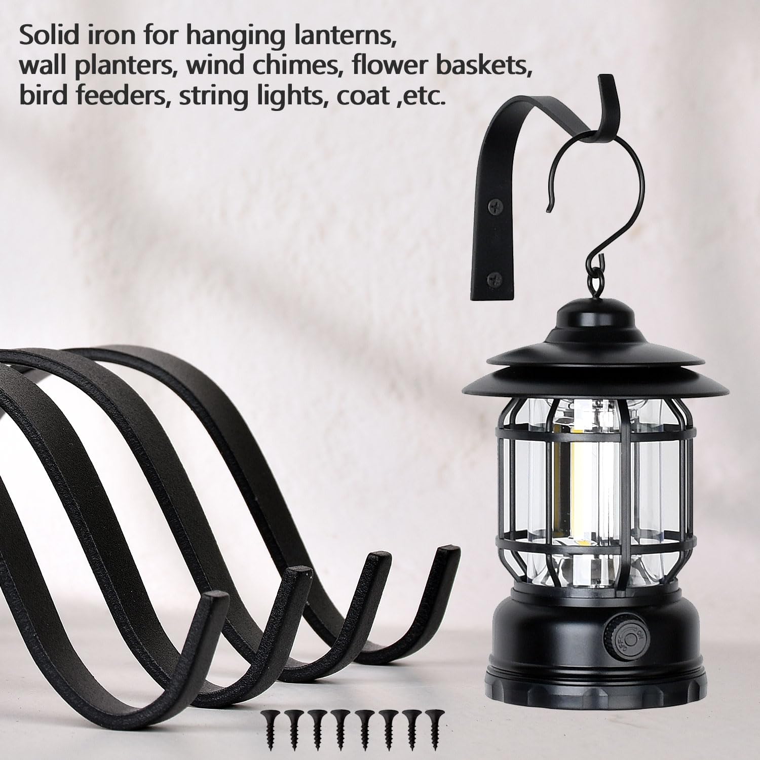 onsogi 4-inch iron wall hook lantern holder, ideal for outdoor lighting and lantern displays