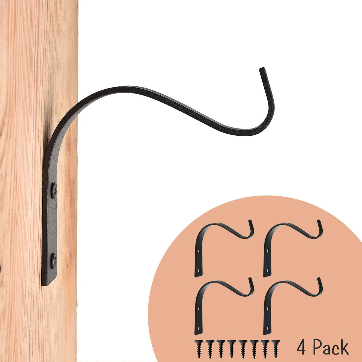 onsogi 4-inch iron wall hook for plant hangers, sturdy support for indoor and outdoor walls