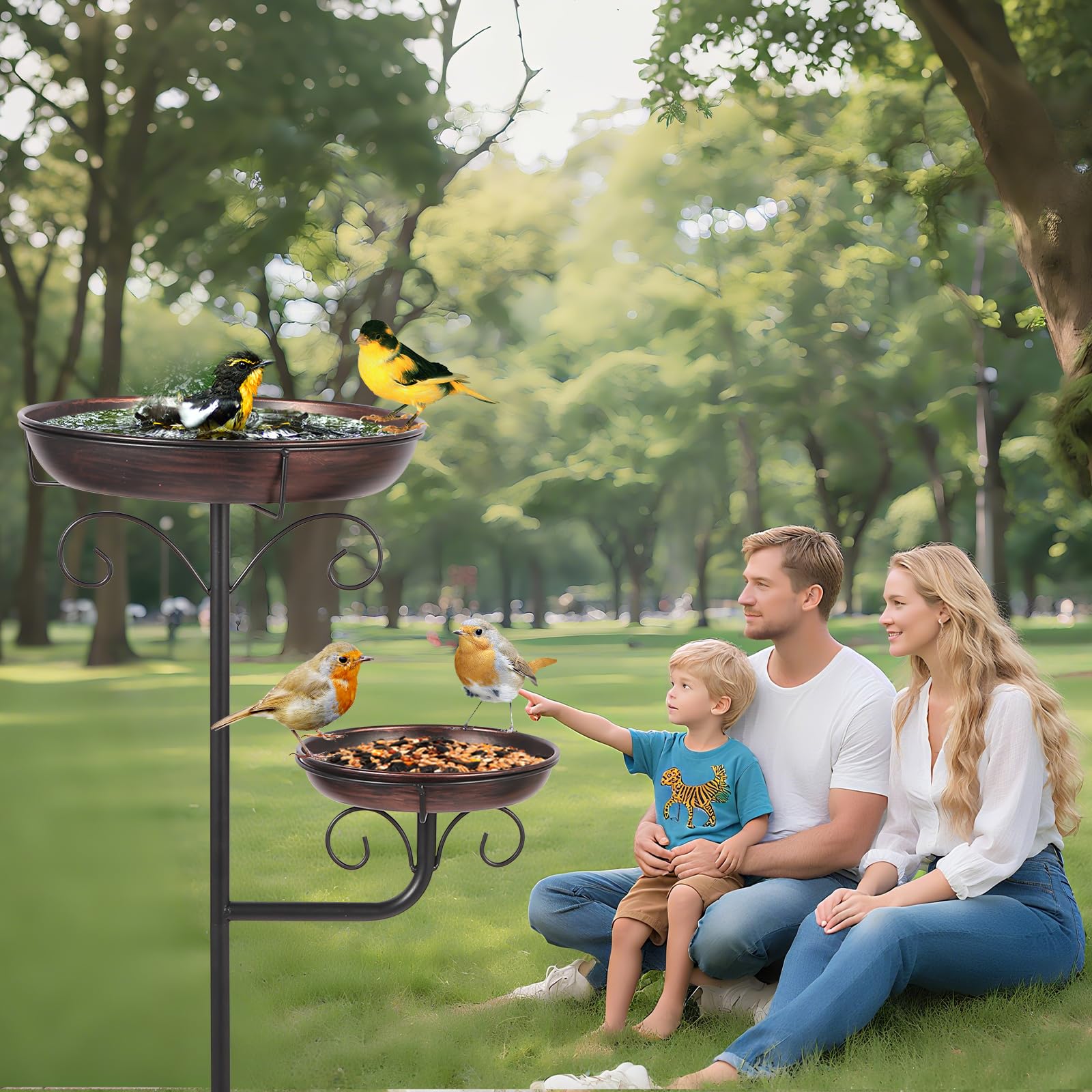 ONTALA birdbath ground stake with five thick forks for stability
