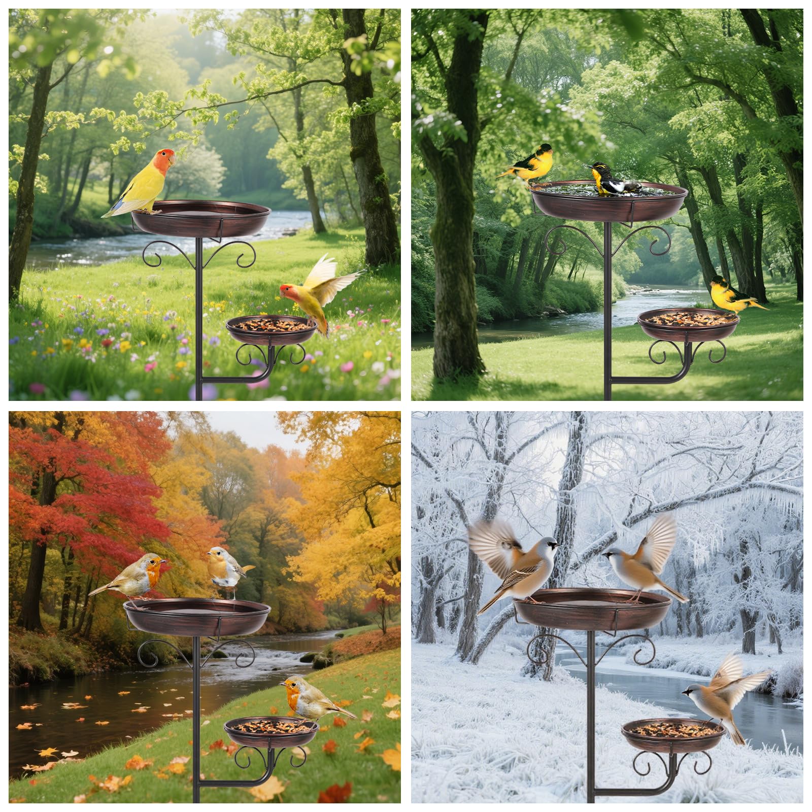 ONTALA birdbath side basin supports bird food without crowding water