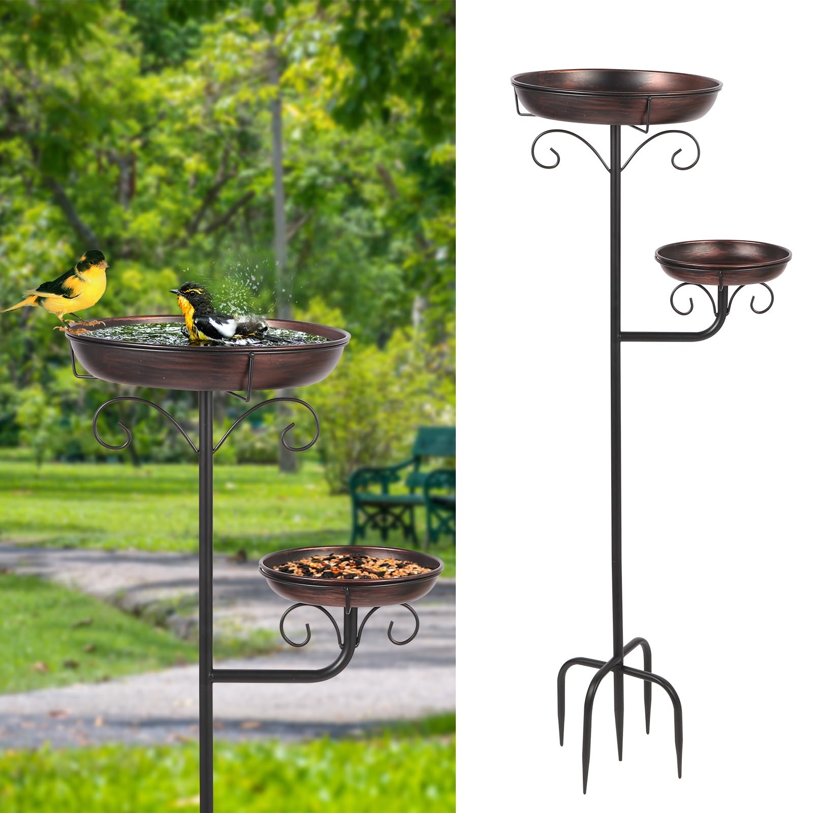 ONTALA birdbath with stake assembly for easy setup in your garden