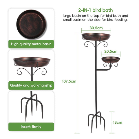 ONTALA birdbath with two basins for water and bird food