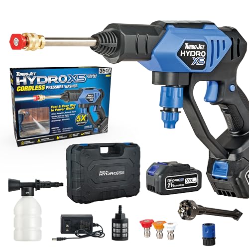 Ontel HydroX5 Pro 21V battery powering on-the-go cleaning