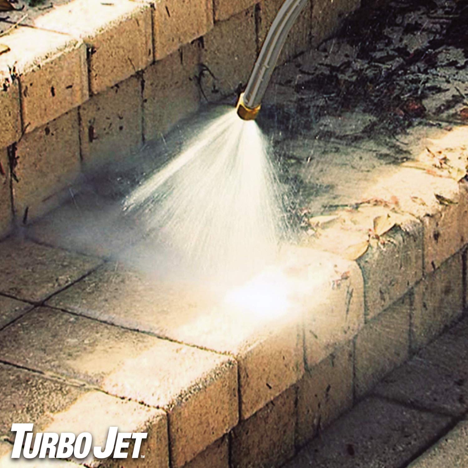 Windows cleaning with Ontel nozzle powered by adjustable jet stream.