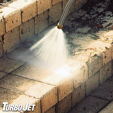 Windows cleaning with Ontel nozzle powered by adjustable jet stream.