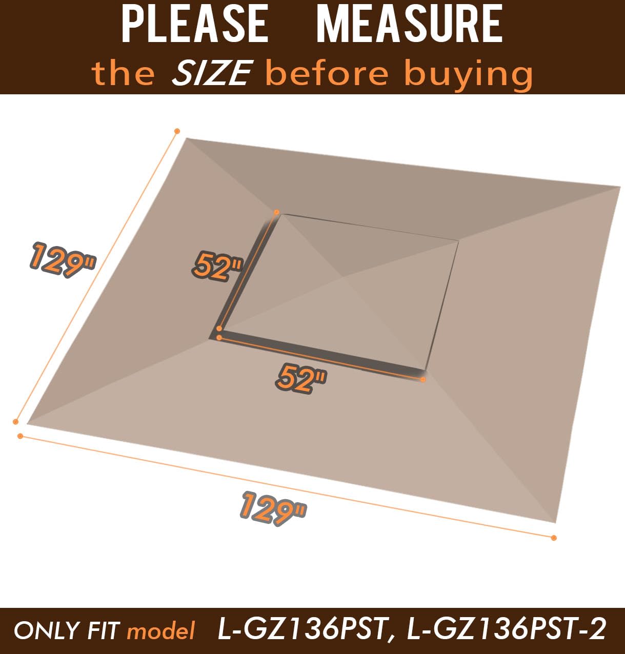 Ontheway Winds beige bottom-tier 120x120 offers full coverage for large gazebos.