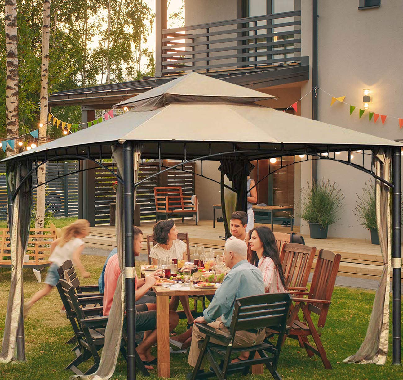 Ontheway Winds beige CPAI-84 fire retardant layer enhances outdoor safety.