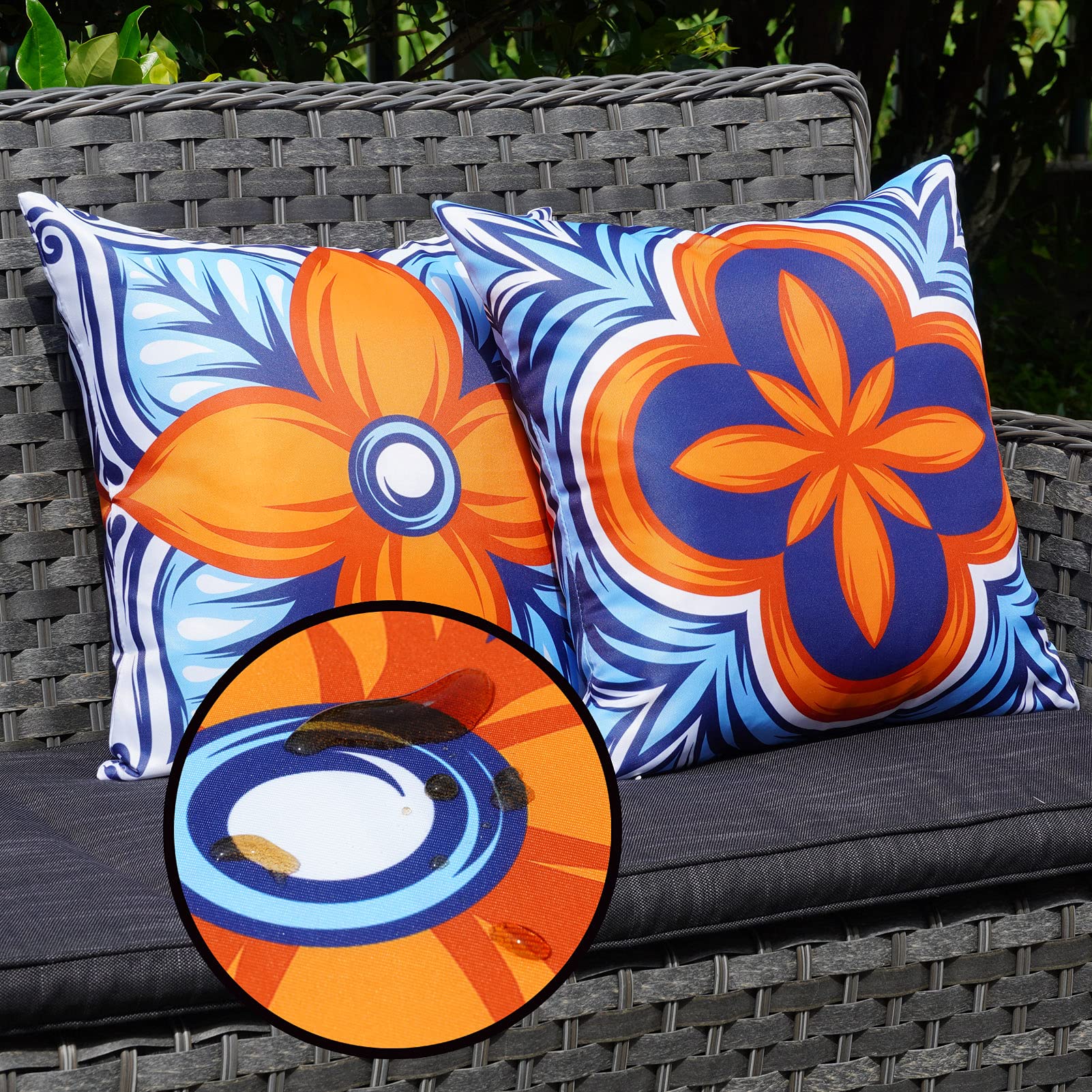 ONWAY outdoor pillow cover double-sided print for versatile blueorange 18x18
