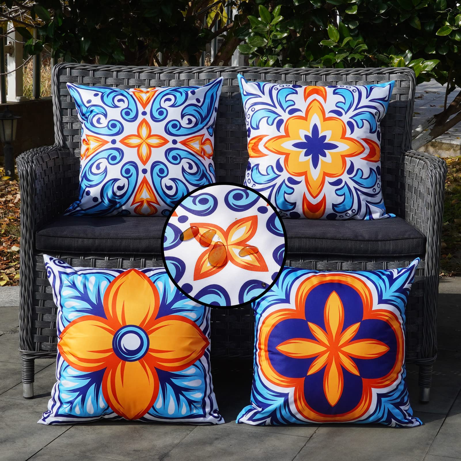ONWAY outdoor pillow cover with waterproof 20x20 and floral boho design for patio furniture.
