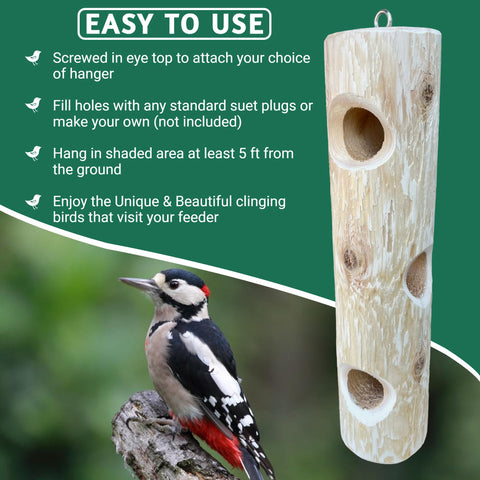 ONWRD cedar log feeder blends with yards while offering outdoor weather resistance.