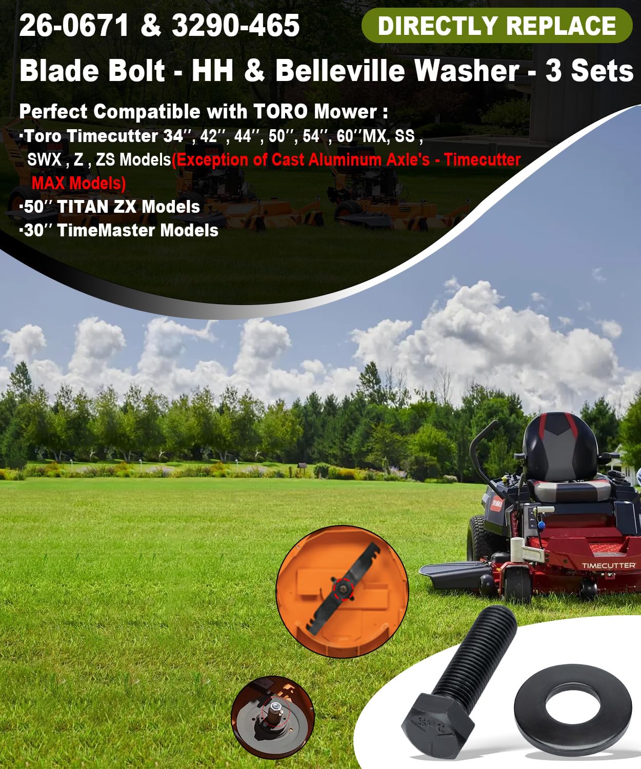 ONYUOKU black oxide screws resist rust for mower blade security