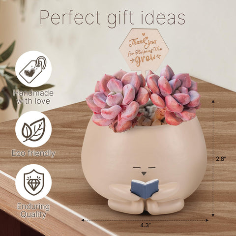 Onzbala Bookworm Planter Pot in resin shows durable, fade‑resistant material.