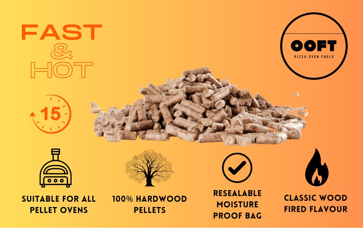 OOFT pellets delivering wood-fired flavor for authentic crust texturing.