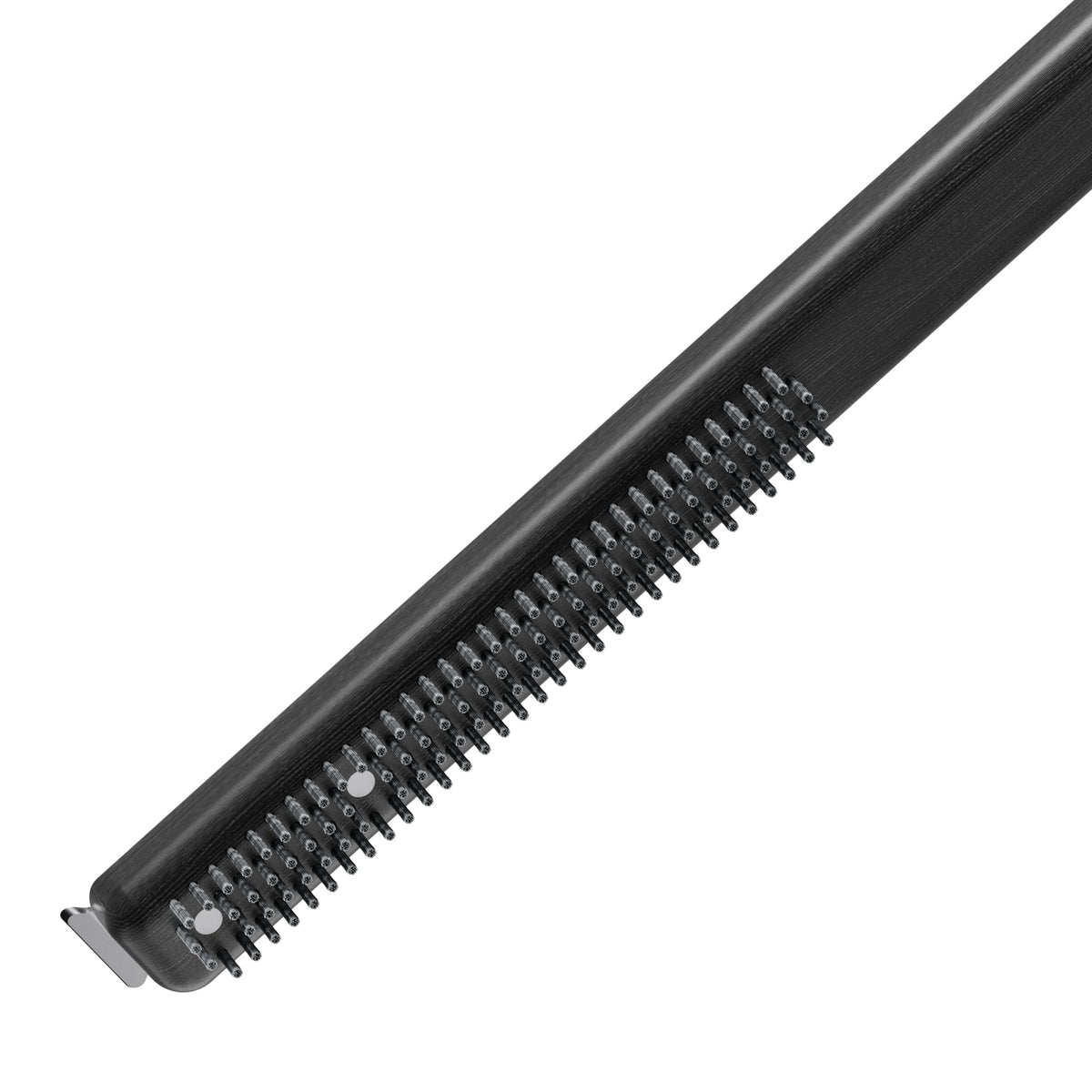 Ooni 2-in-1 wire brush and scraper on short handle for stone cleaning.