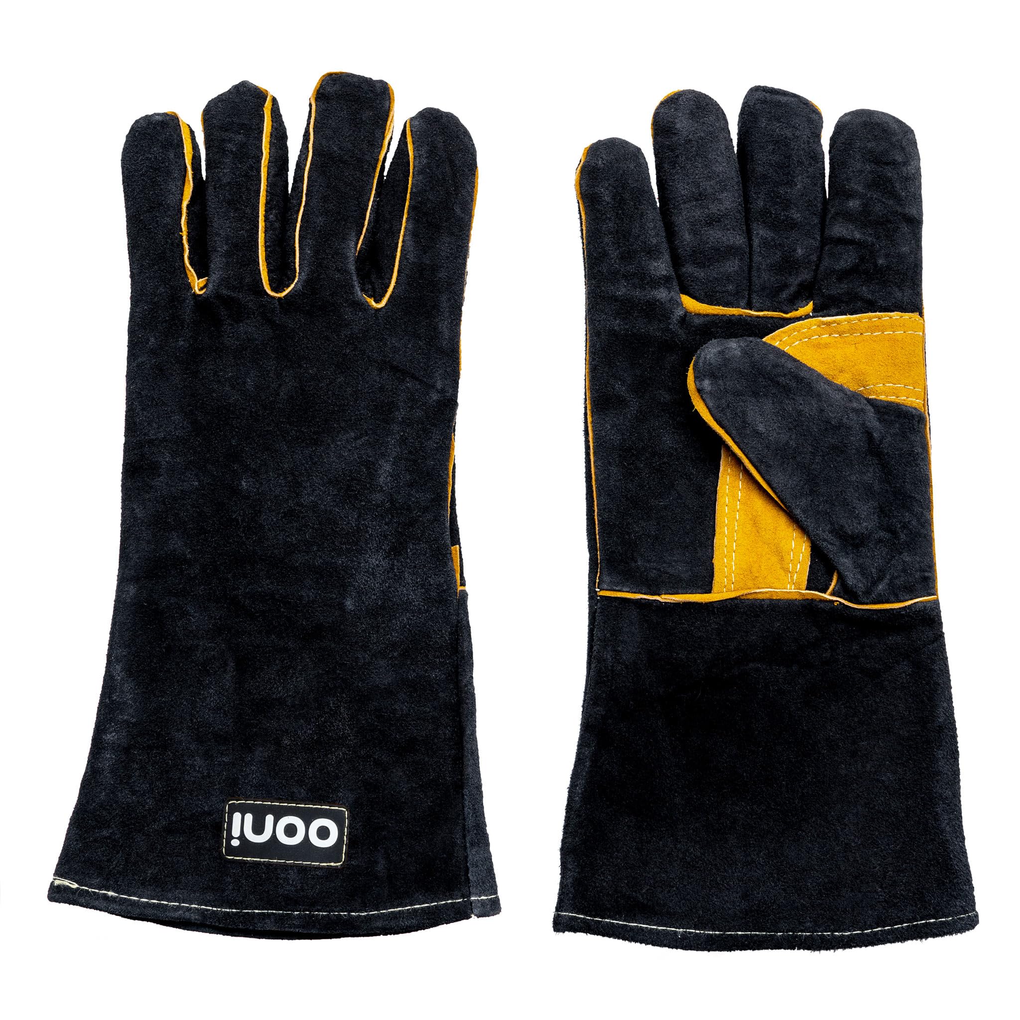 Ooni Grill Gloves leather exterior with cooling interior for a secure grip during cooking.