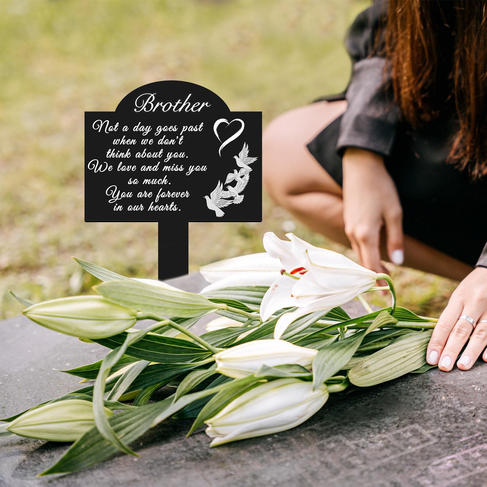 Oooct garden and grave tribute marker suitable for yards and patios.