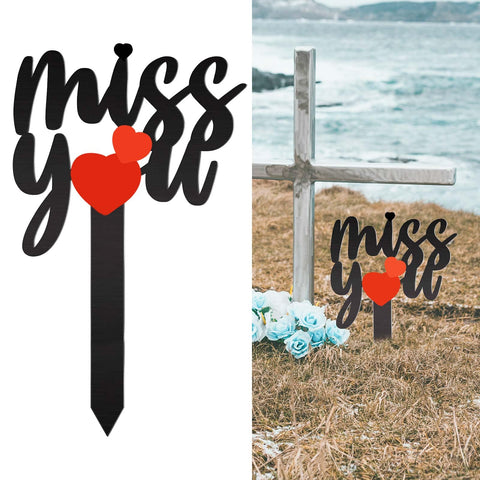 Oooct Miss You memorial grave marker metal for outdoor gravesites.