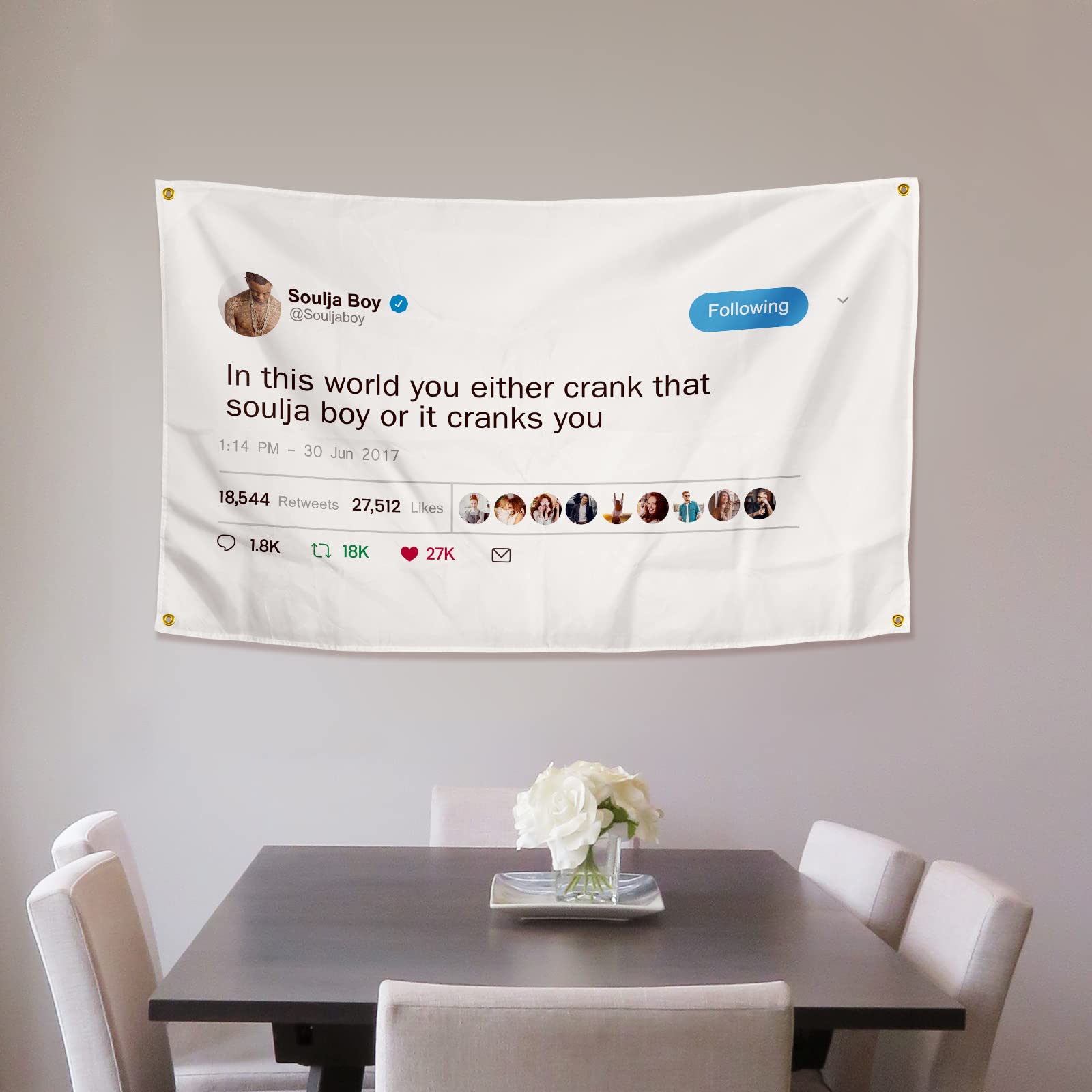 OOOYIY vibrant print banner enhances dorm decor and personality