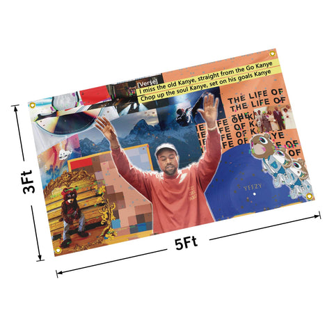 OOOYIY The Old Kanye flag brass grommets highlight secure wall mounting