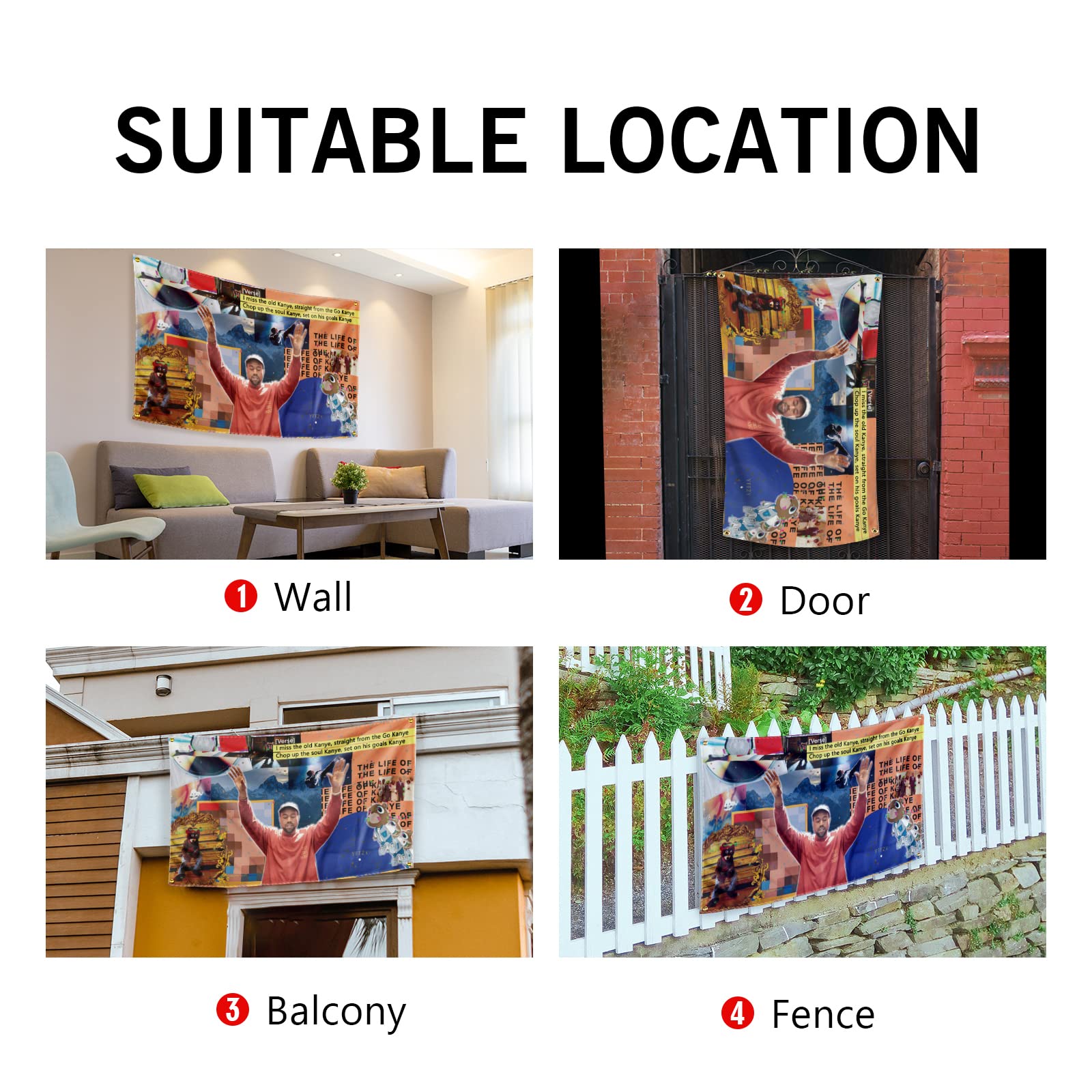 OOOYIY The Old Kanye flag ideal dorm decor for student spaces