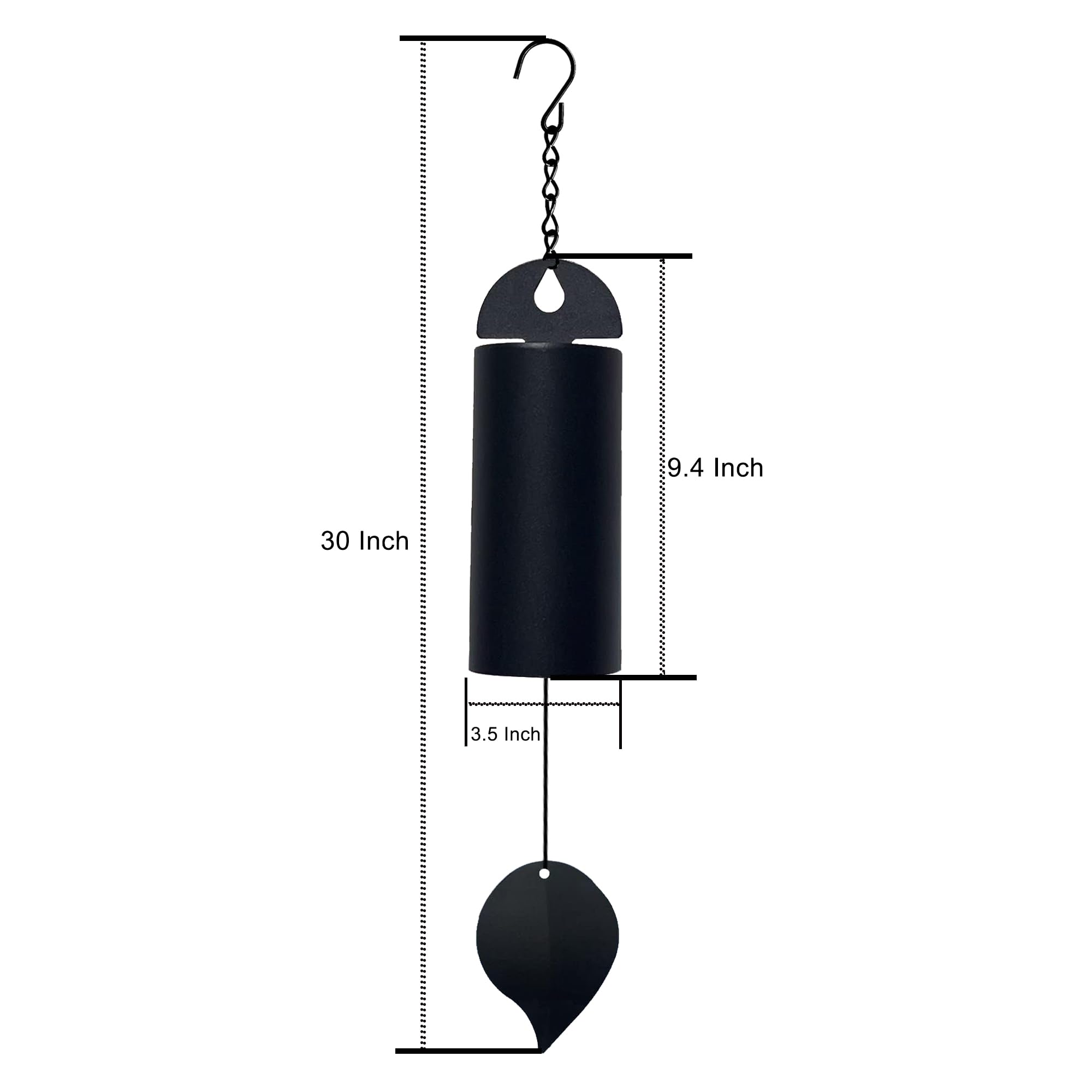 OOYAYA black metal wind chime close-up highlighting durable finish.