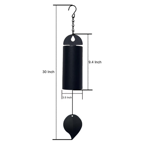 OOYAYA black metal wind chime close-up highlighting durable finish.
