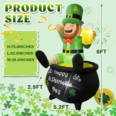 Opemon gold pot with shamrock display for cheerful St Patrick's Day decor