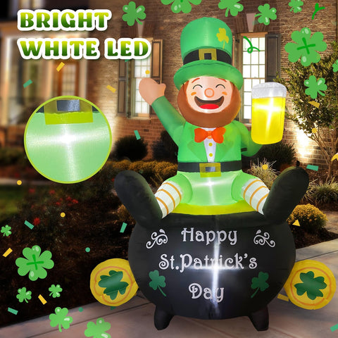 Opemon leprechaun inflatable with LED lights for bright yard ambience