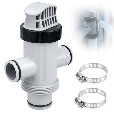 Ophjerg dual split hose plunger valve in use for Intex pool maintenance